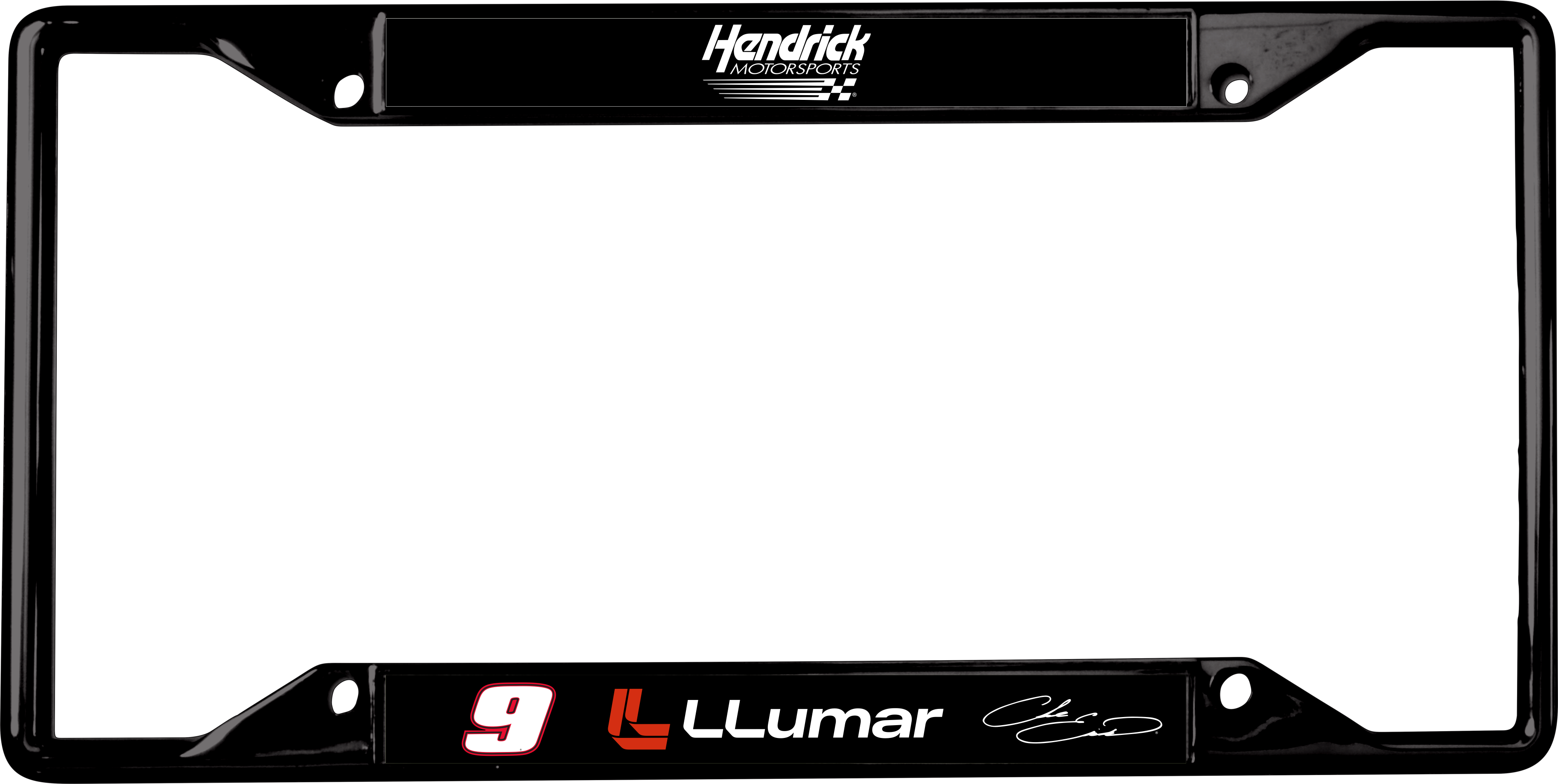 Chase Elliott LLumar # & Sponsor Black License Plate Frame