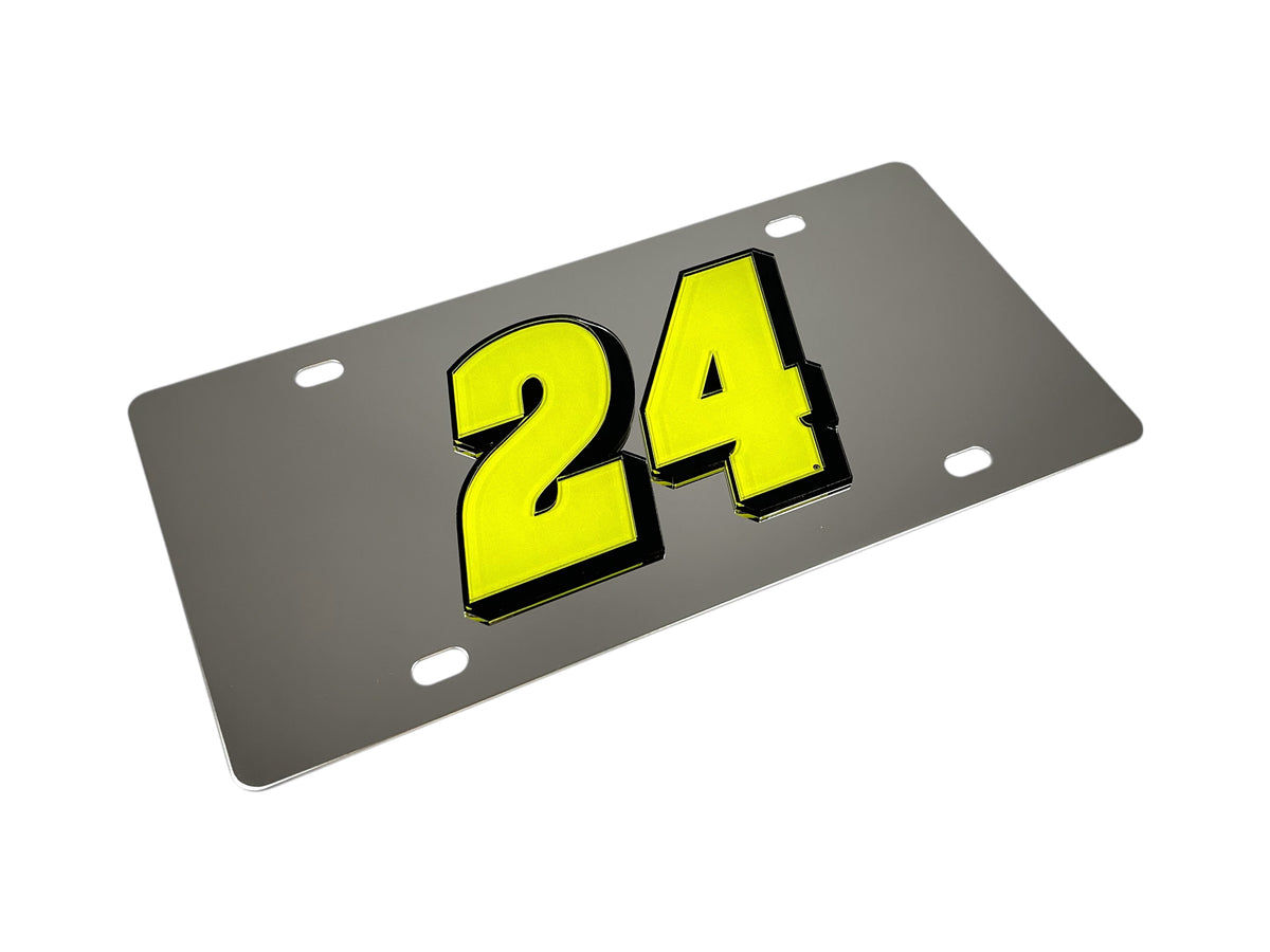 William Byron Fluorescent #24 Stainless Steel License Plate