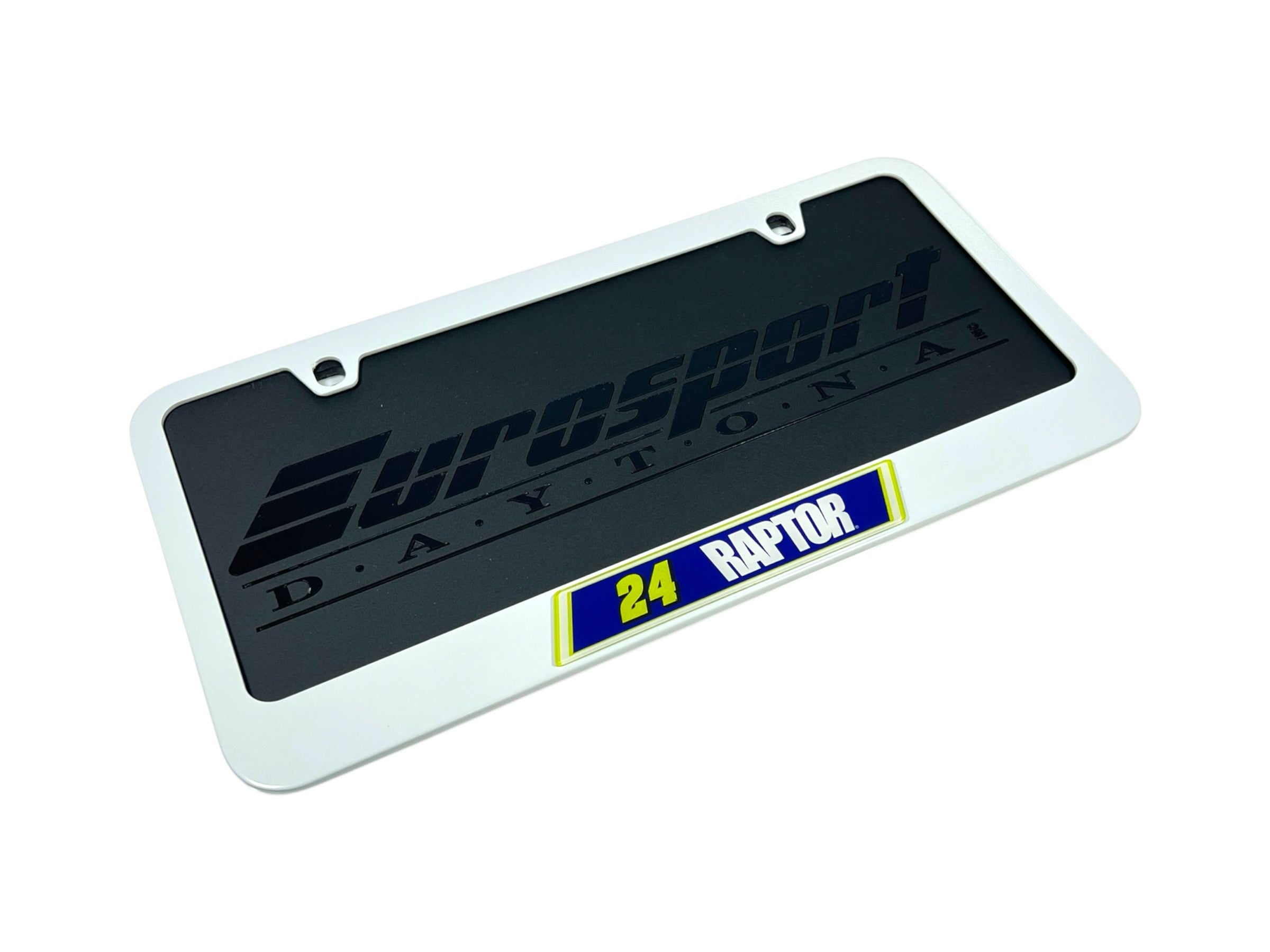William Byron Raptor # & Sponsor White License Plate Frame