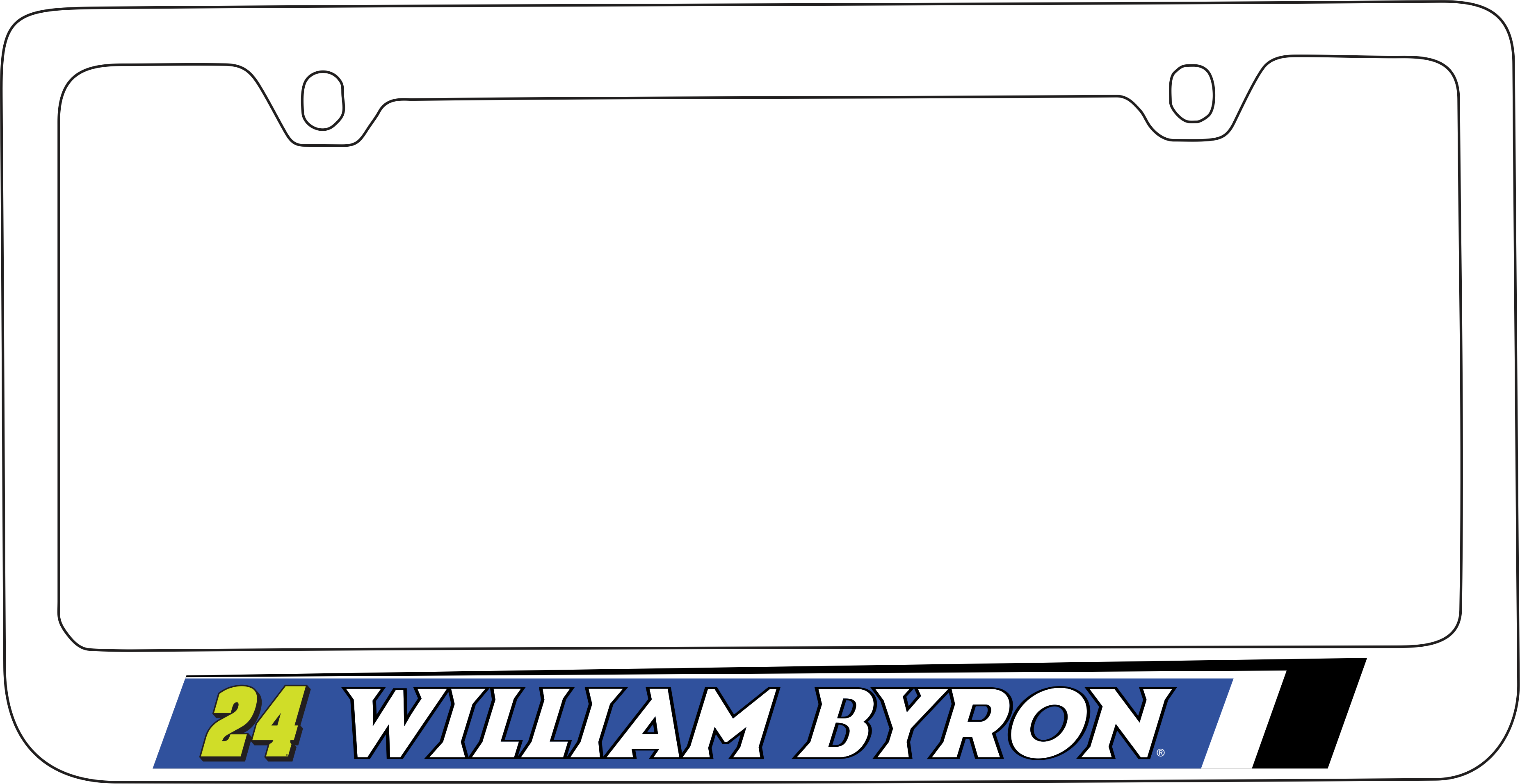 William Byron Raptor # & Name Rail White License Plate Frame