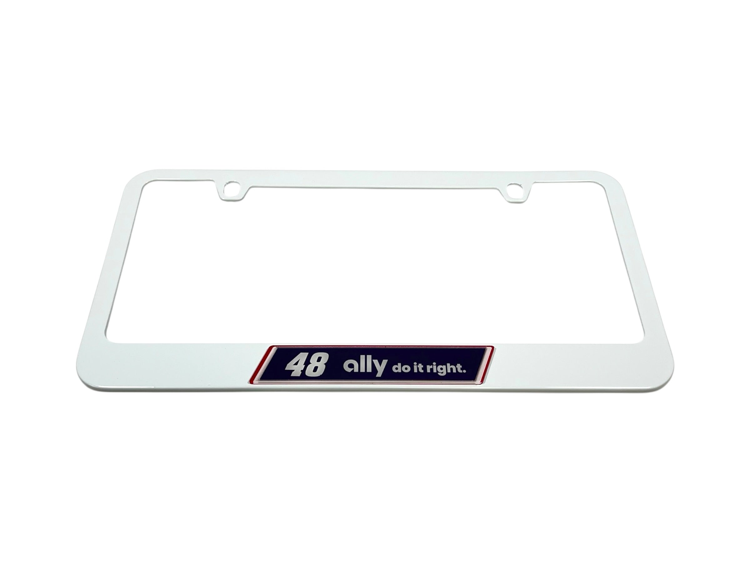Alex Bowman Ally # & Sponsor White License Plate Frame