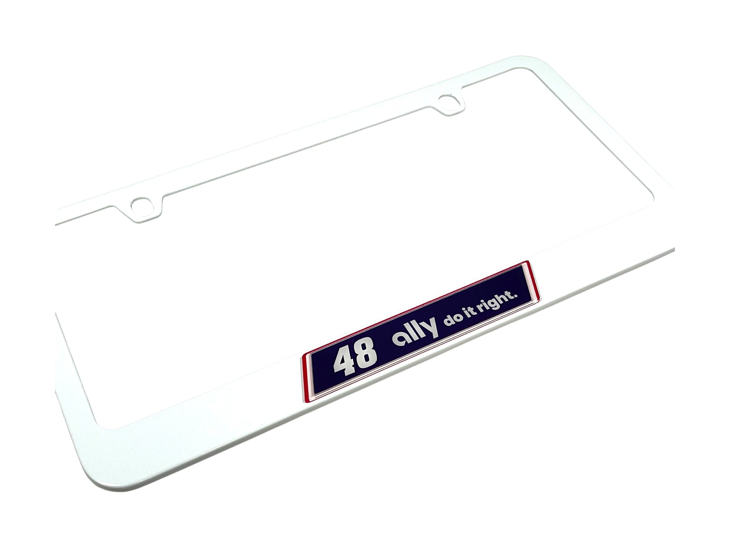Alex Bowman Ally # & Sponsor White License Plate Frame