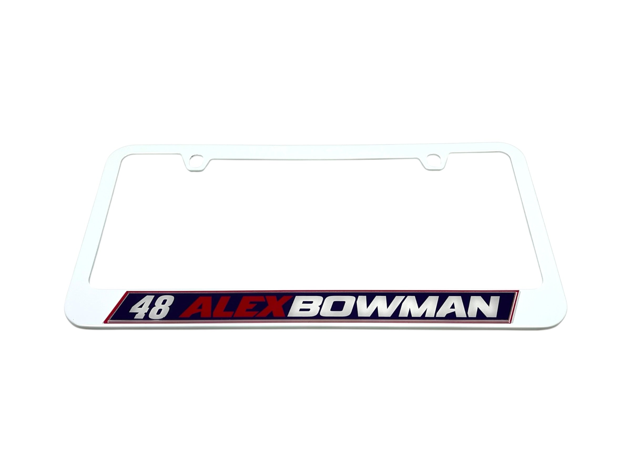 Alex Bowman Ally # & Name Rail White License Plate Frame