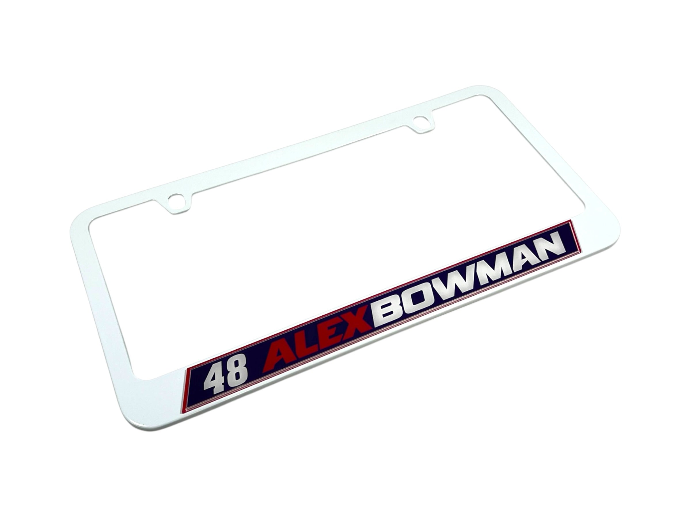 Alex Bowman Ally # & Name Rail White License Plate Frame