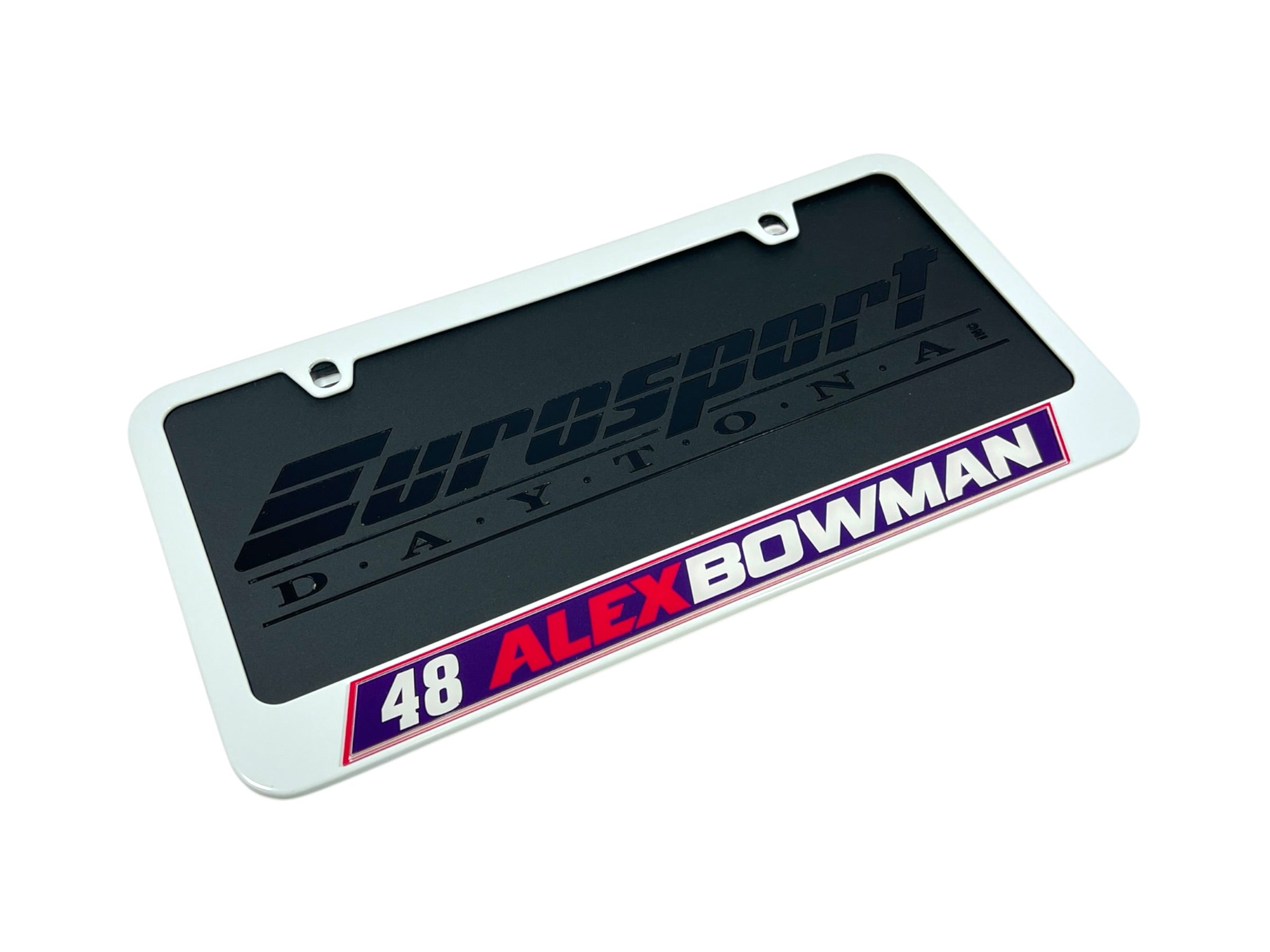 Alex Bowman Ally # & Name Rail White License Plate Frame