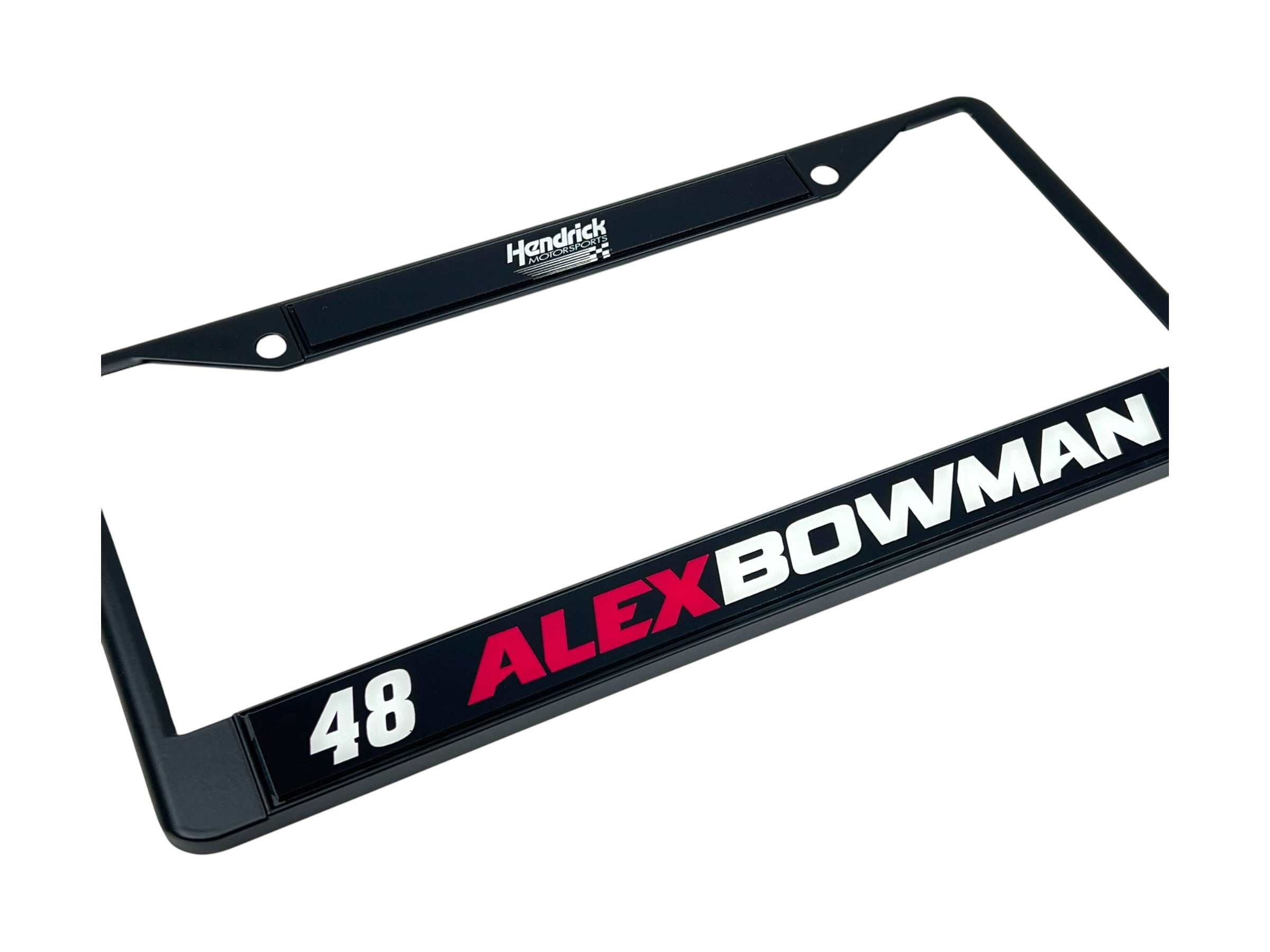 Alex Bowman Ally # & Name Rail Black License Plate Frame