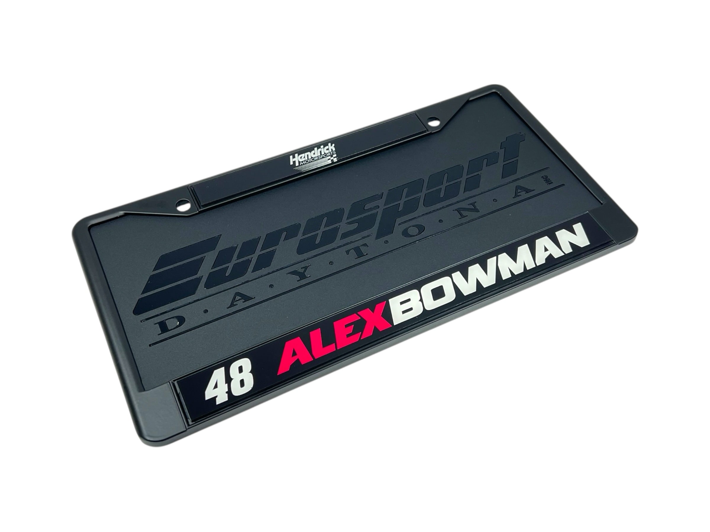 Alex Bowman Ally # & Name Rail Black License Plate Frame