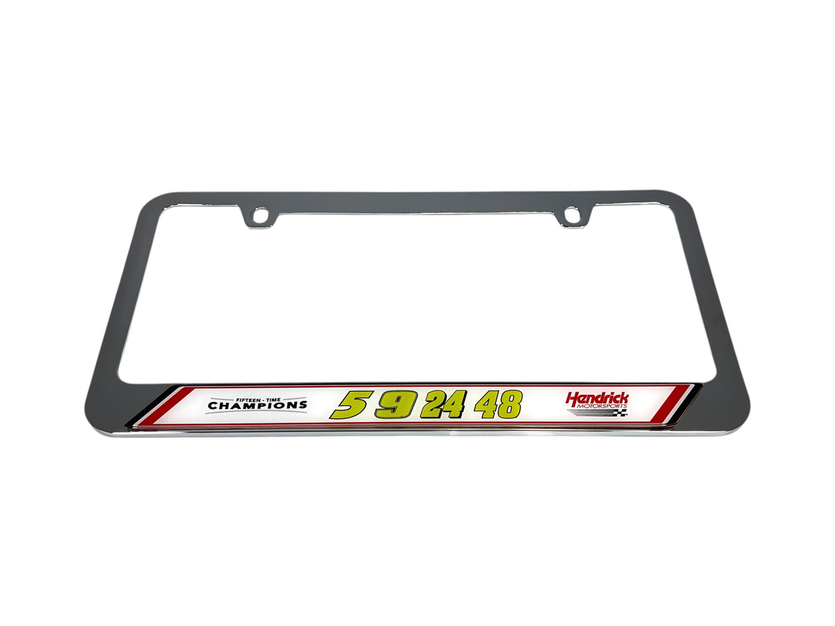 Hendrick Motorsports Fluorescent Team Numbers Chrome License Plate Frame