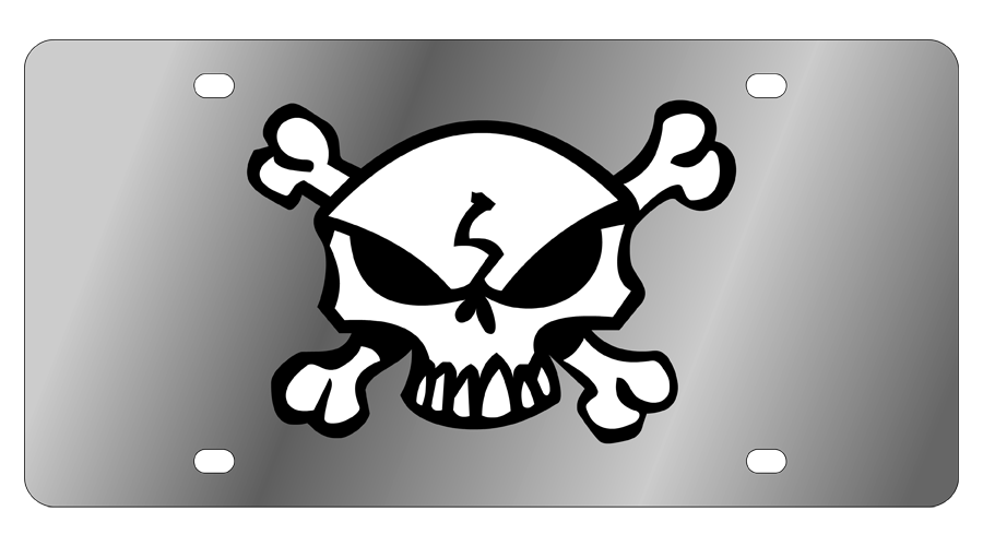Skull & Crossbones Stainless Steel License Plate