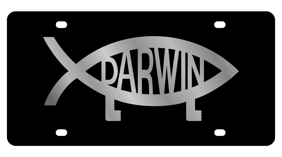 Darwin Fish Carbon Steel License Plate