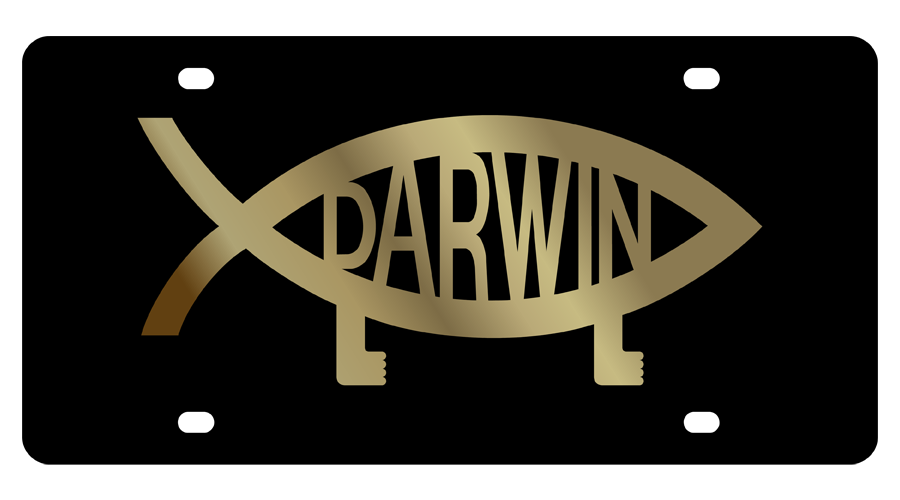 Darwin Fish Carbon Steel License Plate