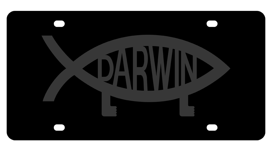 Darwin Fish Carbon Steel License Plate