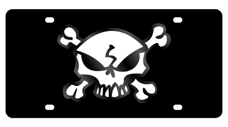 Skull & Crossbones Carbon Steel License Plate