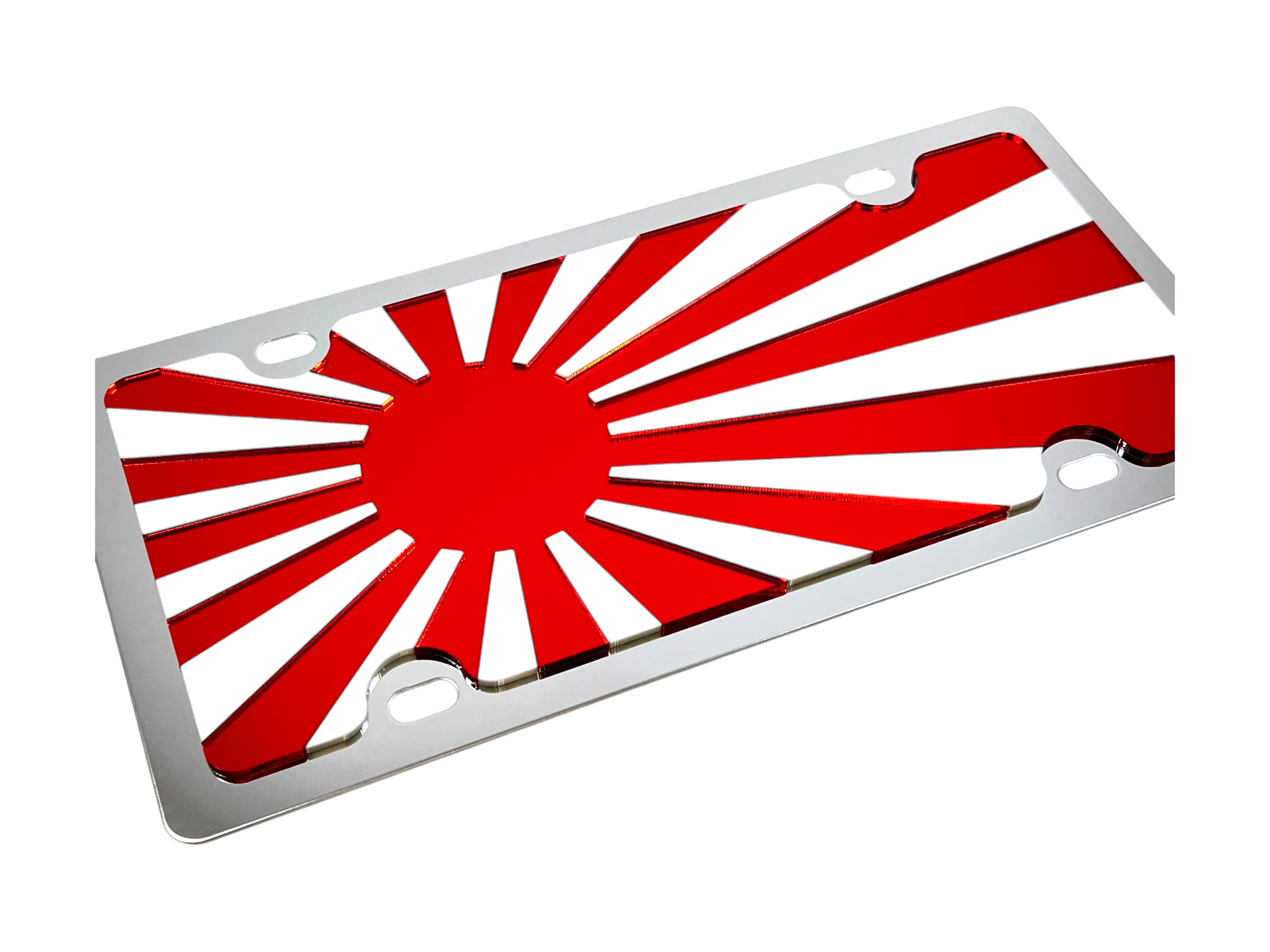 Rising Sun Flag Stainless Steel License Plate