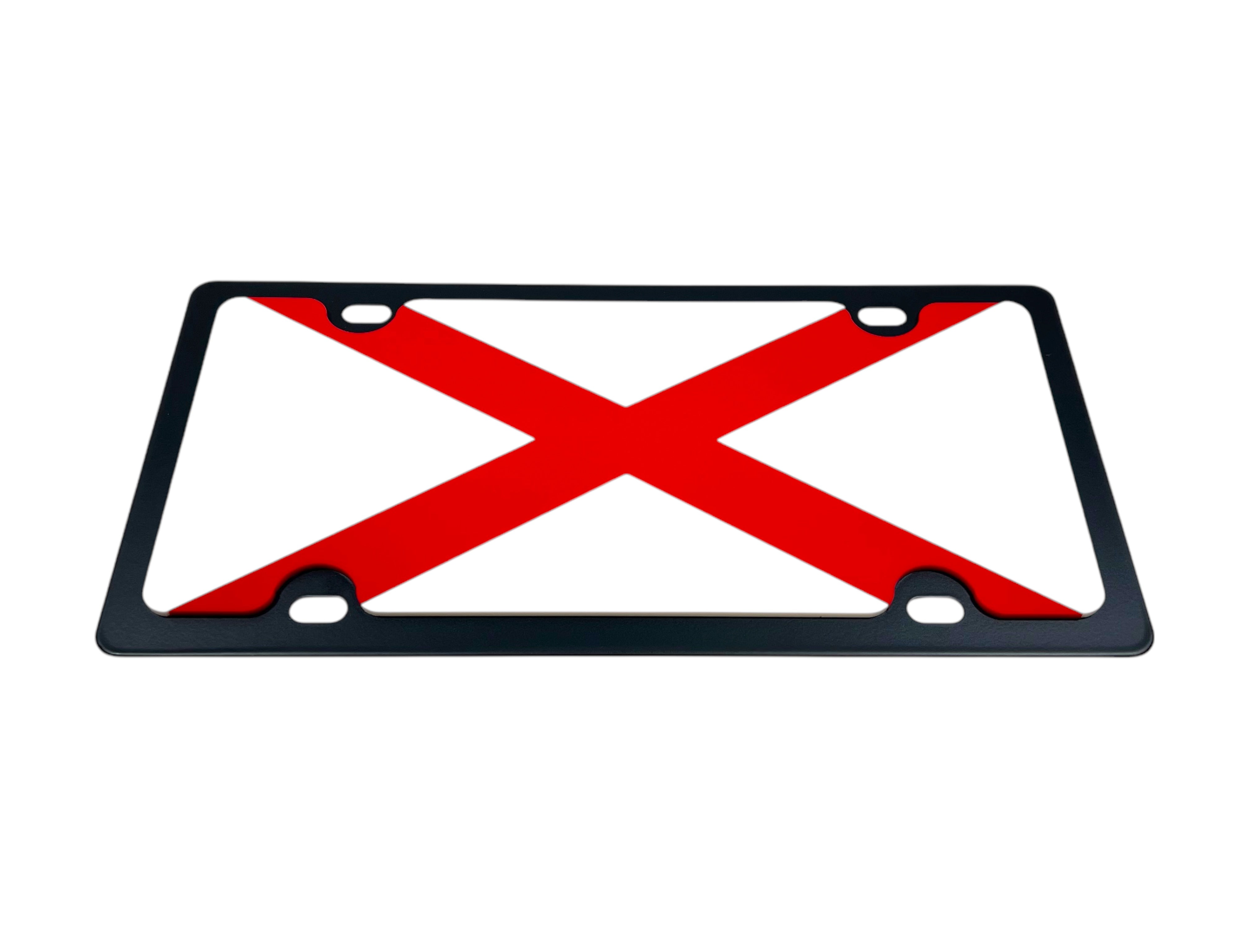Alabama State Flag Carbon Steel License Plate