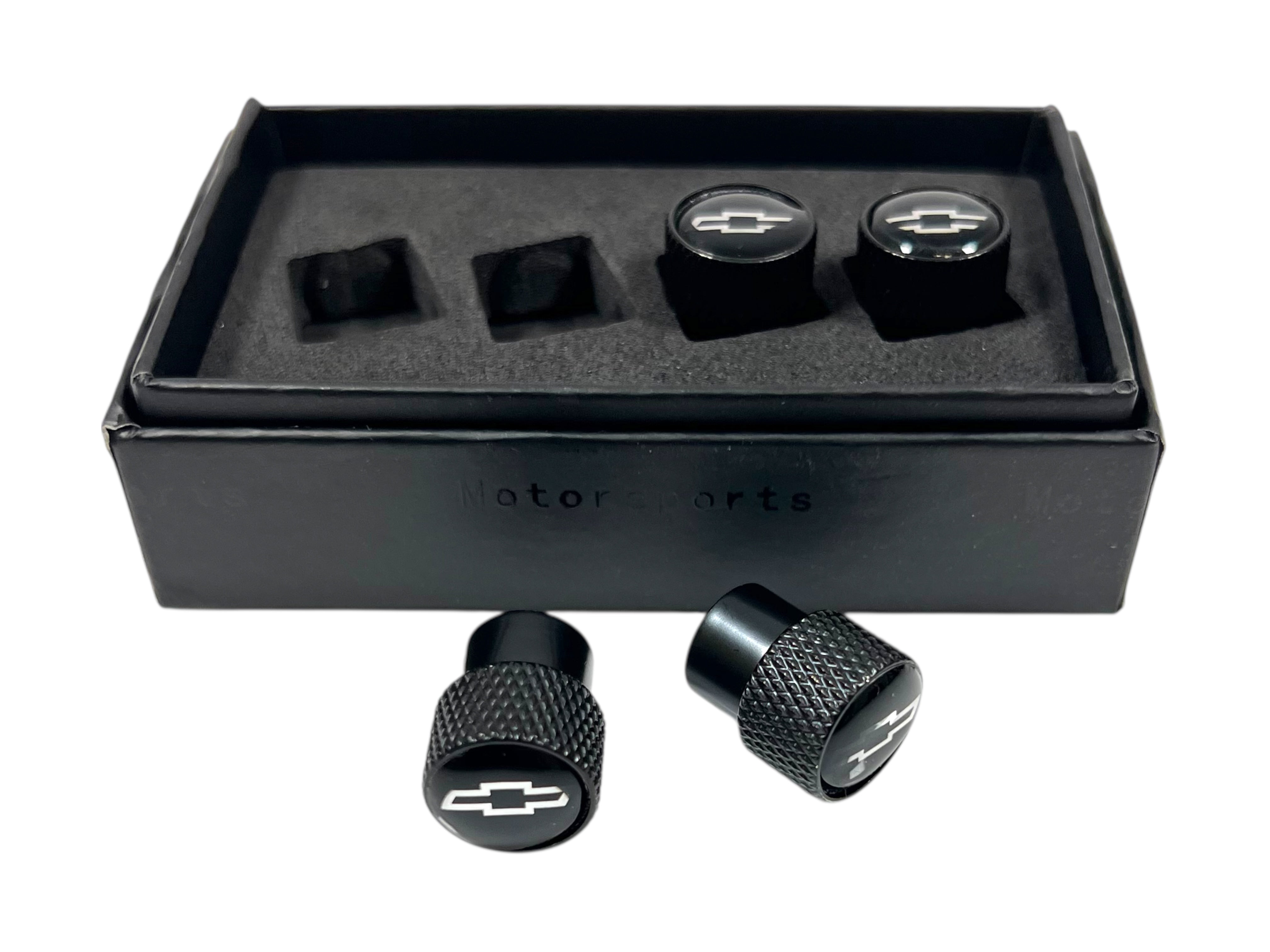 Chevrolet Black Knurled Valve Stem Caps