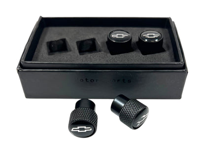 Chevrolet Black Knurled Valve Stem Caps