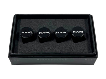 Ram Black Knurled Valve Stem Caps
