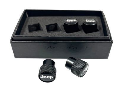 Jeep Black Knurled Valve Stem Caps