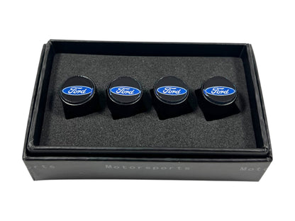 Ford Black Knurled Valve Stem Caps