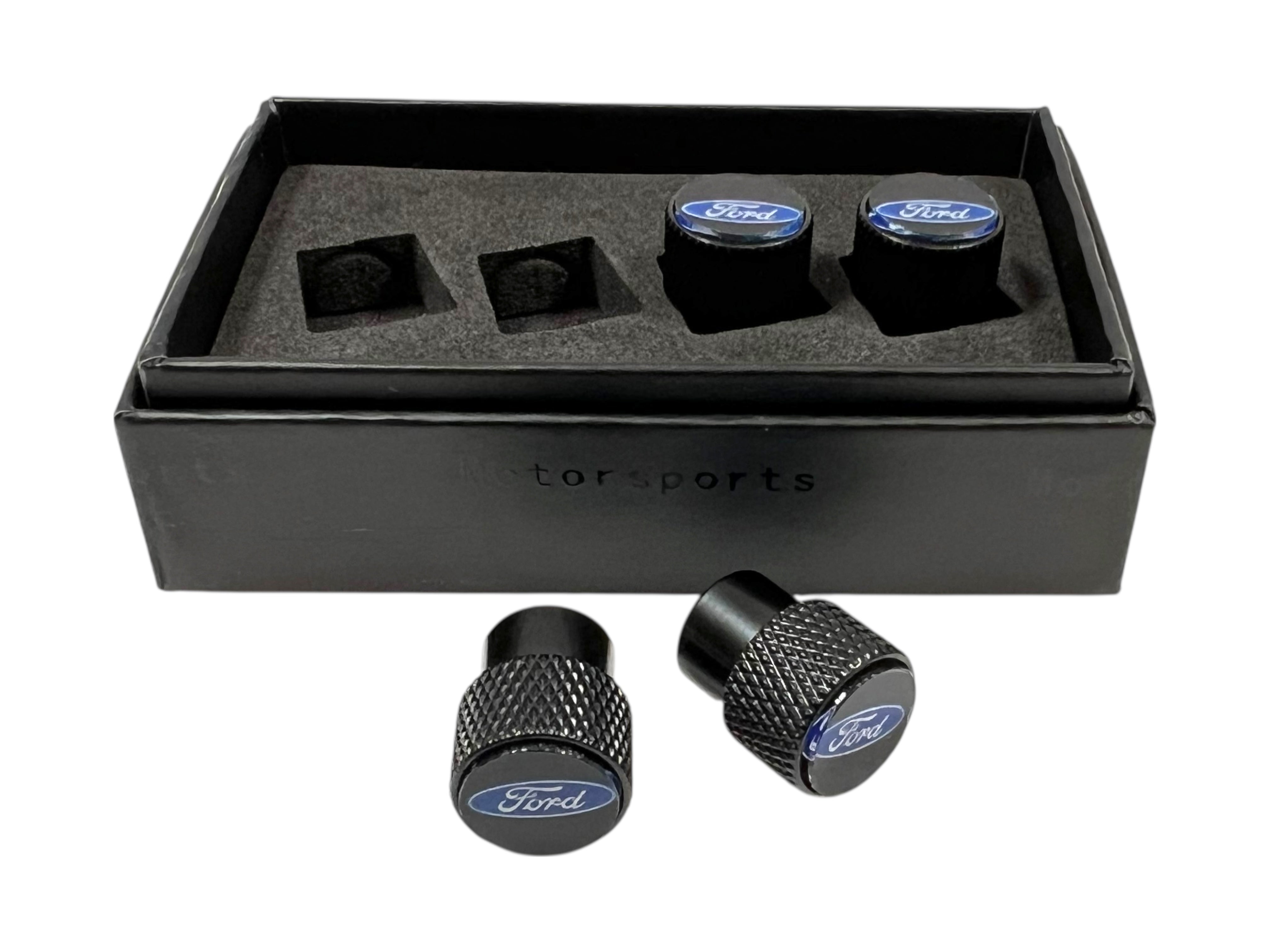 Ford Black Knurled Valve Stem Caps