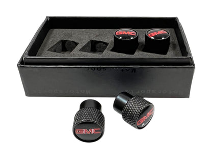 GMC Black Knurled Valve Stem Caps