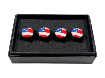 USA Flag Black Knurled Valve Stem Caps