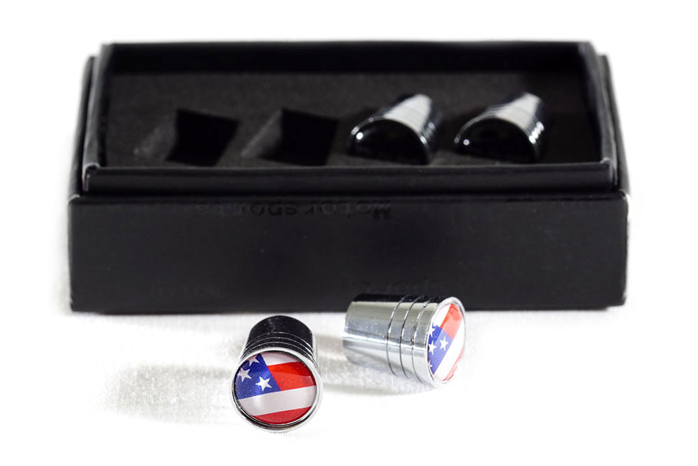 USA Flag Chrome Tapered Valve Stem Caps