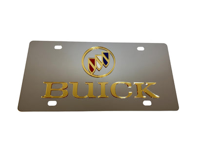 a metal license plate with the word buick on it