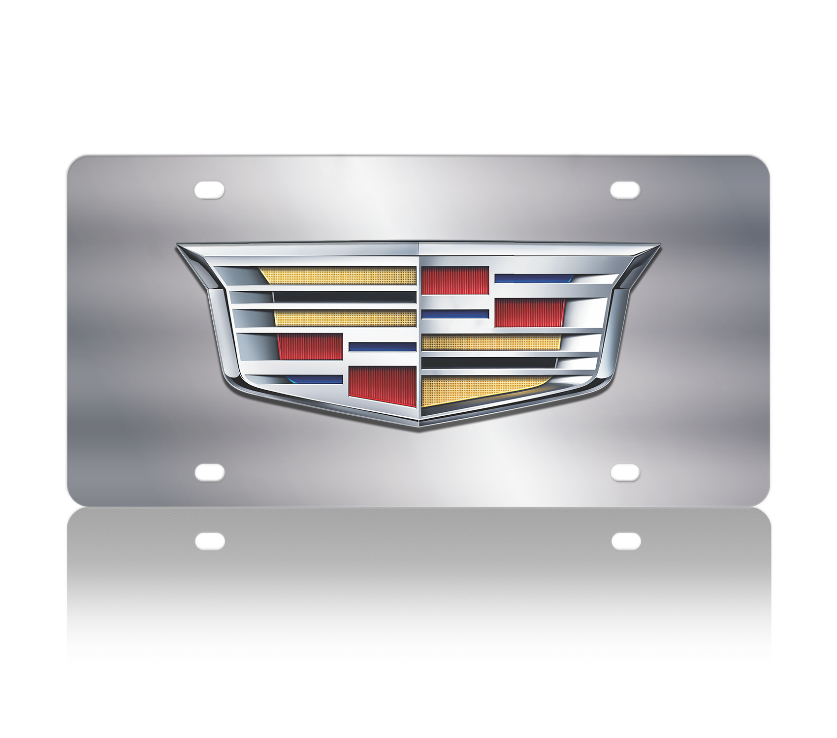 a chrome plate with a cadillac emblem on it