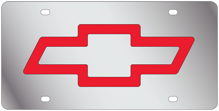 a metal plate with a red chevrolet symbol on it