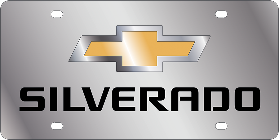 a silver plate with a chevrolet logo on it