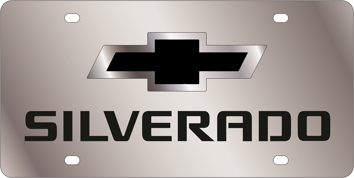 a silver metal plate with a chevrolet logo