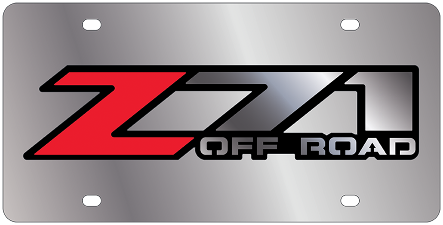 a metal license plate with the zz off road logo