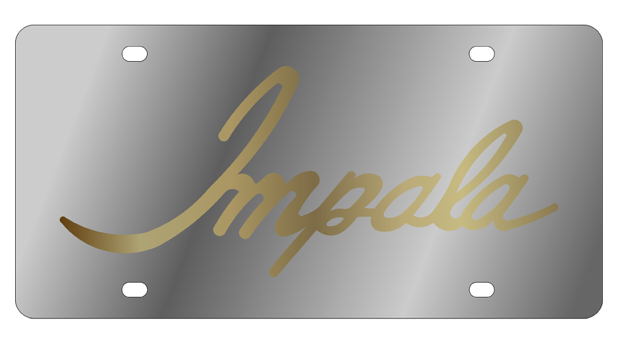 Chevrolet Impala Retro Script Stainless Steel License Plate