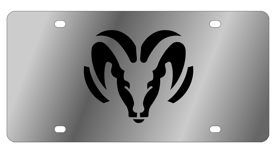 a metal sign with a ram head on it