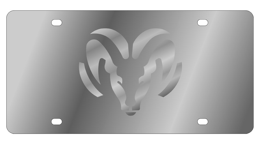 a metal plate with a ram head on it