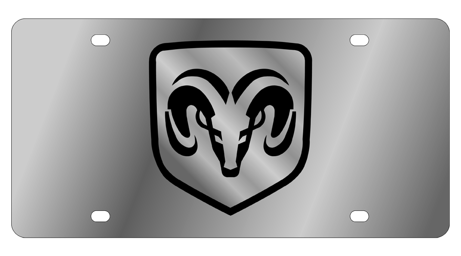 a metal plate with a ram emblem on it