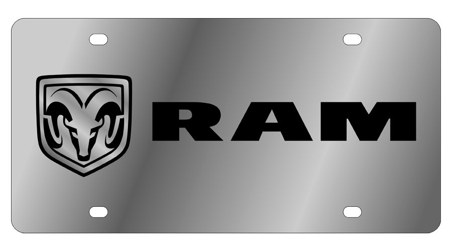 a ram emblem on a metal license plate