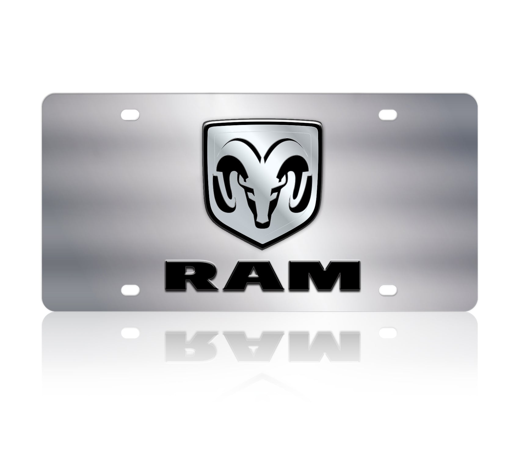 a ram emblem on a metal license plate