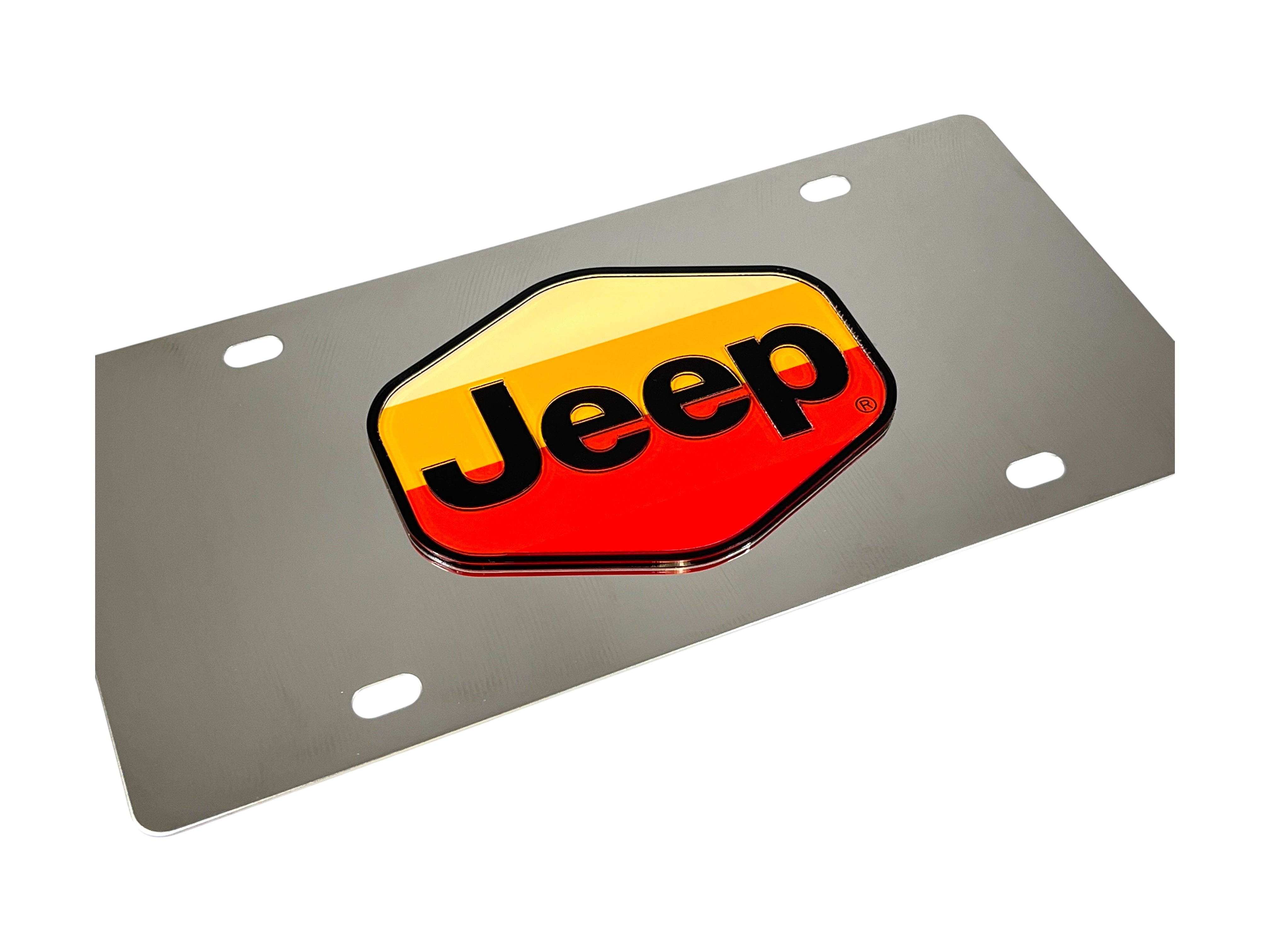 Retro Jeep Logo Stainless Steel License Plate