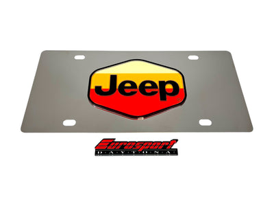 Retro Jeep Logo Stainless Steel License Plate