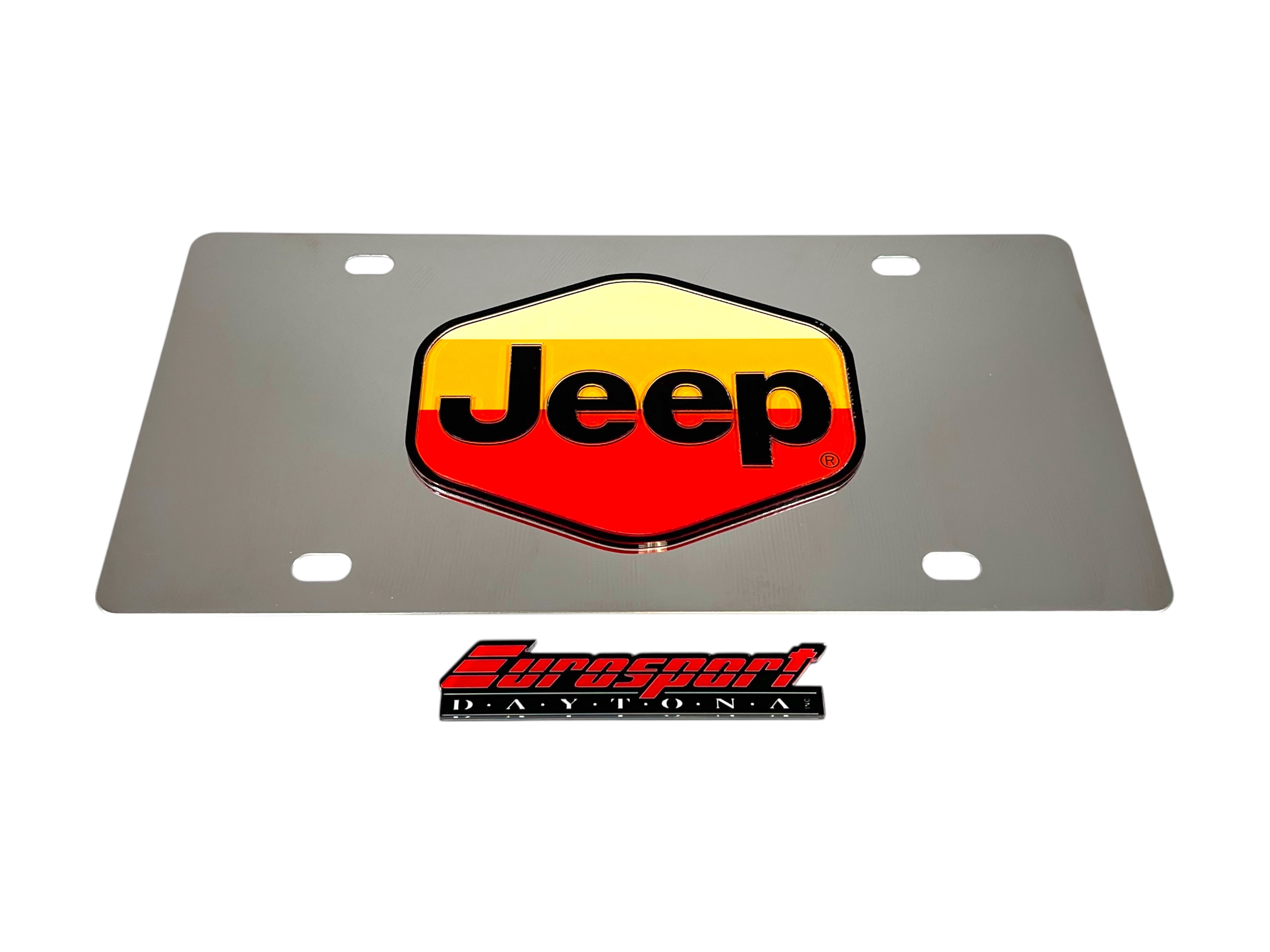 Retro Jeep Logo Stainless Steel License Plate