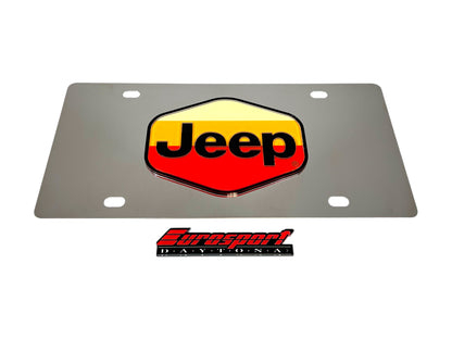 Retro Jeep Logo Stainless Steel License Plate