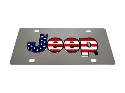 Jeep USA Flag Stainless Steel License Plate