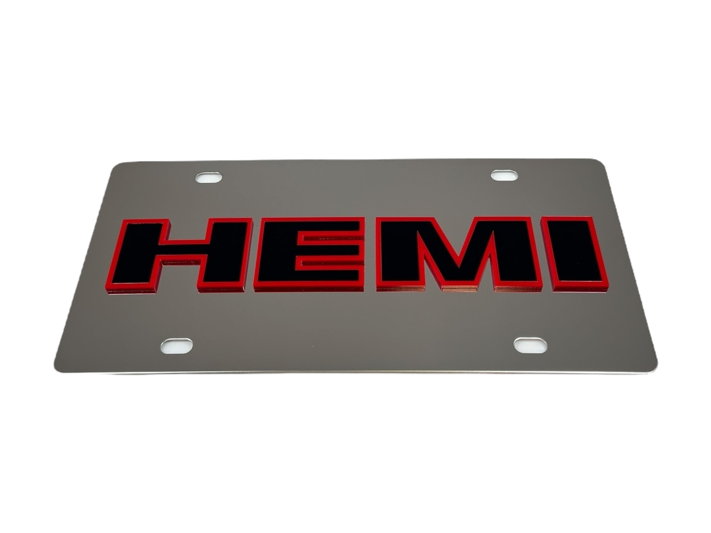 a metal license plate with the word hemi on it