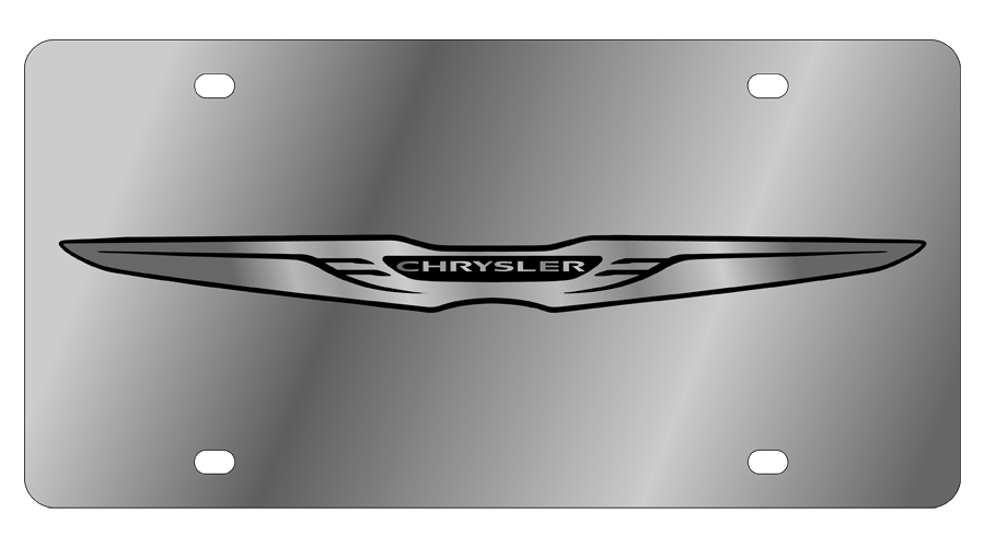 a chrome plate with the word chrysler on it