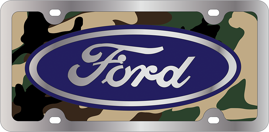 Ford Camo Stainless Steel License Plate