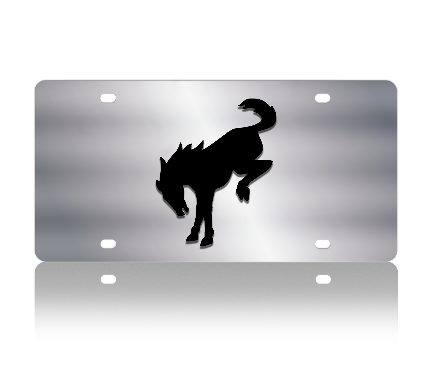 a metal license plate with a silhouette of a dog