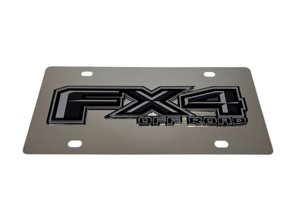 Ford FX4 Monochromatic Stainless Steel License Plate